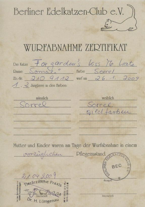 Wurfabnahme-Zertifikat